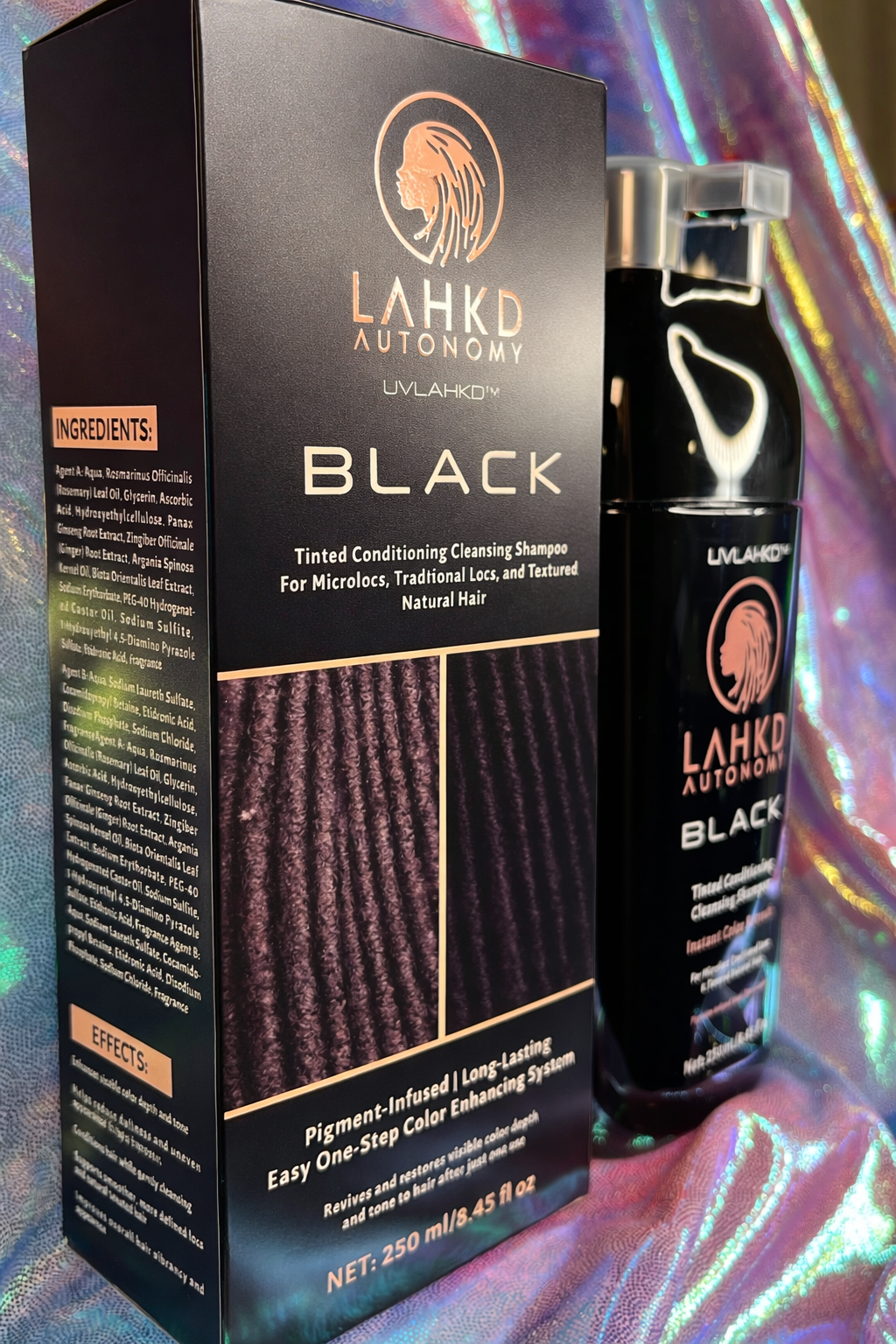 UVLAHKD™ BLACK Tinted Conditioning & Cleansing Hair Dye Shampoo System (250ml)