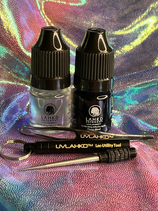 UVLAHKD™ Sample Sized (3ml) Bundle Microlocs Adhesive Bonding Agent Duo Set + UVLAHKD™ Loc Maintenance Tools